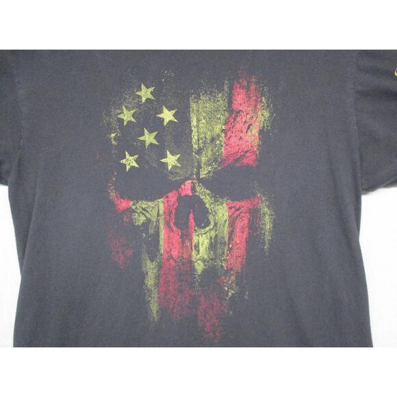 Grunt Style Black Skull Patriotic Graphic Short Sleeve TShirt Men Size Medium - Picture 2 of 9